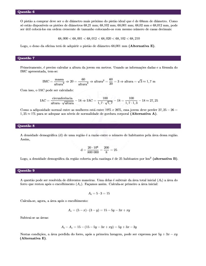 Página de resoluções de Matemática