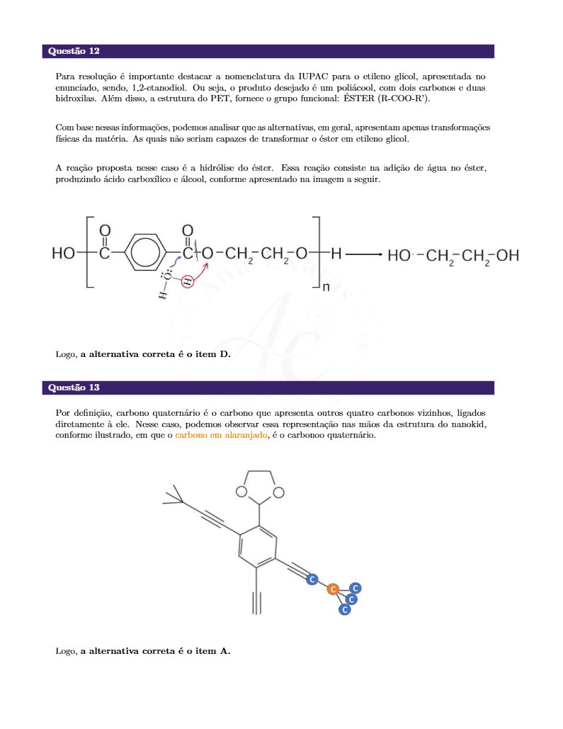 Página de resoluções de Química